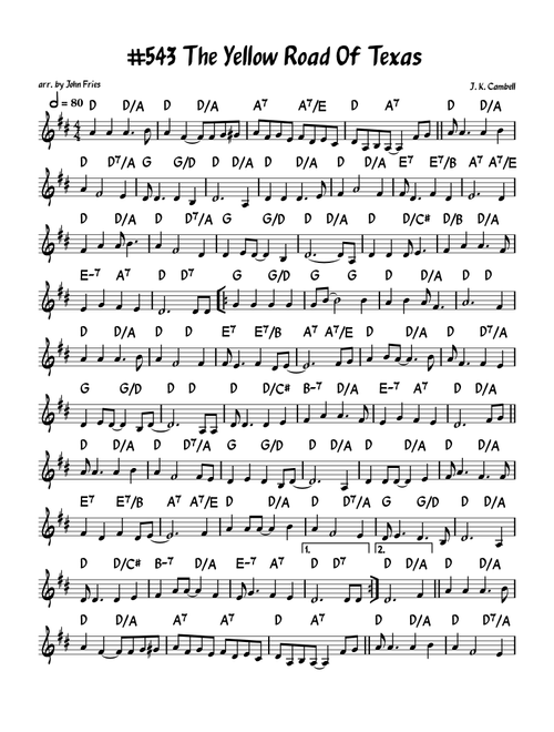 The Yellow Rose Of Texas (Arr. John Fries) - Mitch Miller (Lead Sheet - Fake Book)