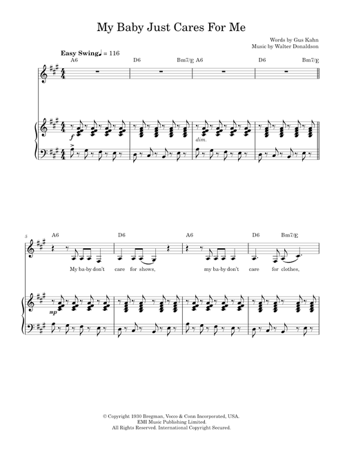 My Baby Just Cares For Me - Nina Simone (Piano-Vocal-Guitar (Piano Accompaniment))