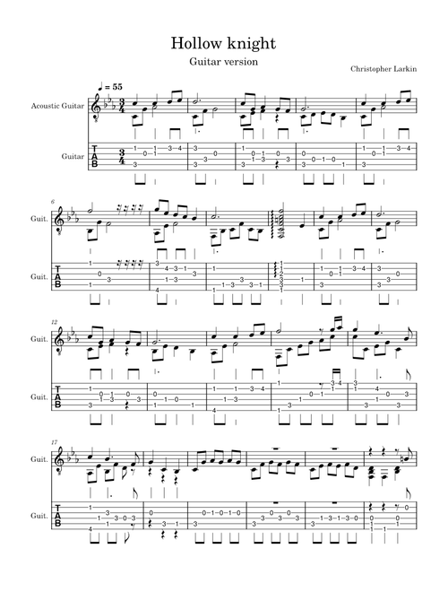 Hollow Knight Main Theme – Christopher Larkin (guitar version)