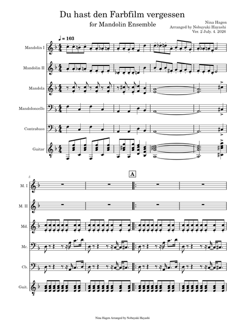 Du hast den Farbfilm vergessen – Nina Hagen for Mandolin Ensemble