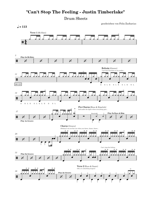 Can't Stop The Feeling – Justin Timberlake Drums