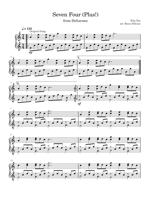 DELTARUNE: Seven Four Plus! (kris_piano_sevenfour AKA sevenfour expanded)
