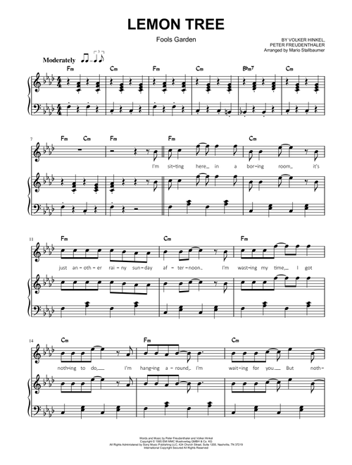 Lemon Tree (Arr. Mario Stallbaumer) - Fool'S Garden (Piano Vocal)