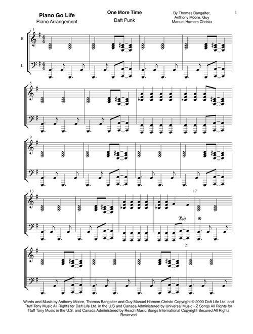 One More Time (Arr. Piano Go Life) - Daft Punk (Piano Solo)