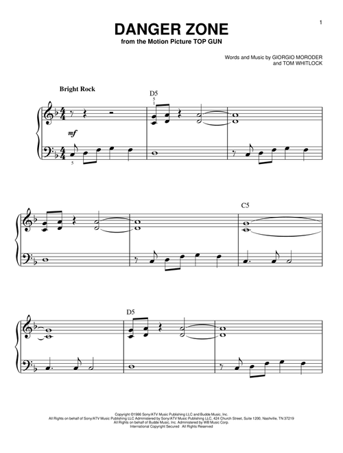 Danger Zone - Kenny Loggins (Very Easy Piano)