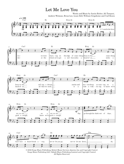 Let Me Love You - DJ Snake ft Justin Bieber (Piano-Voice)