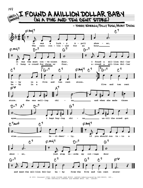 I Found A Million Dollar Baby (In A Five And Ten Cent Store) (High Voice) (from Funny Lady) - Billy Rose (Real Book - Melody-Chords-Lyrics)