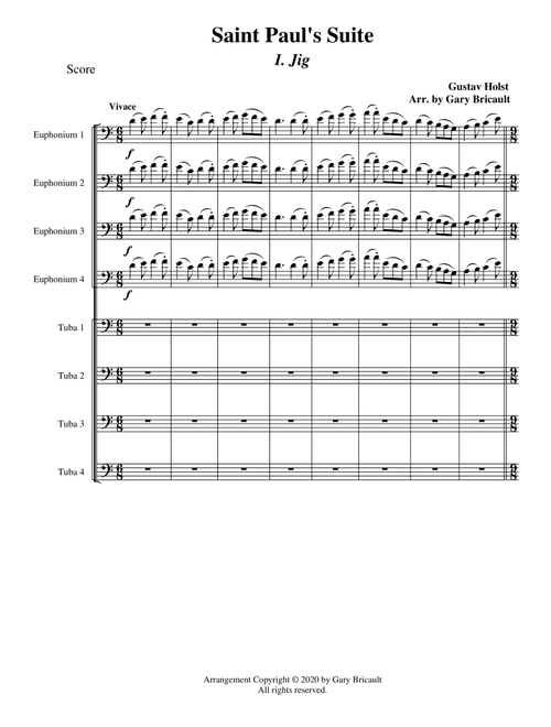 St. Paul's Suite - Mvt I Jig (Arr. Gary Bricault) - Gustav Holst (Brass Ensemble)