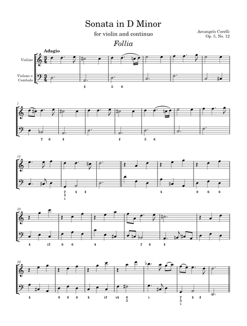 Violin Sonata in D Minor, "La Folia" - A. Corelli, Op. 5, No. 12