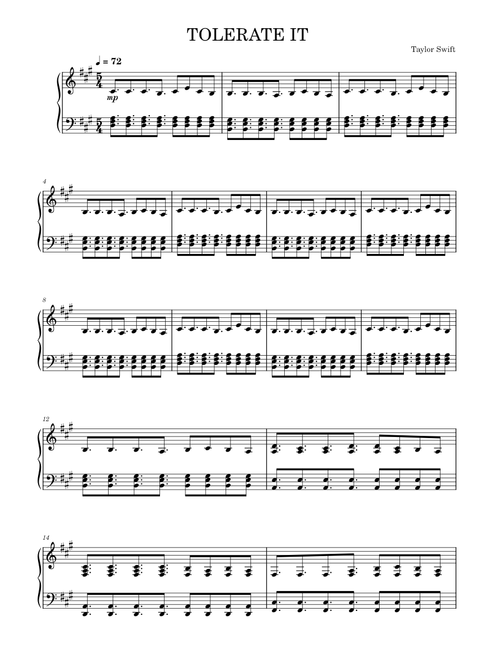 Tolerate it – Taylor Swift (Easy Piano)