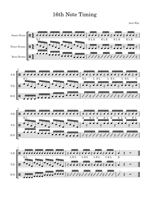 16th Note Timing (6 basses) – Aria Way