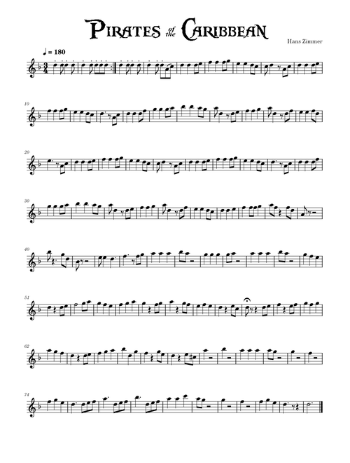 He's a Pirate – Hans Zimmer Hes a pirate flute solo, easy