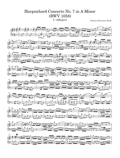 Harpsichord Concerto No.7 in A minor, BWV 1058 – Johann Sebastian Bach