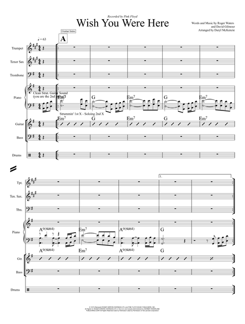 Wish You Were Here (Arr. Daryl McKenzie) - Pink Floyd (Small Ensemble)