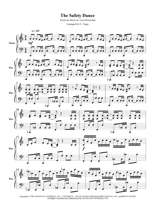 The Safety Dance (Arr. G. Tiago) - Men Without Hats (Piano Solo)