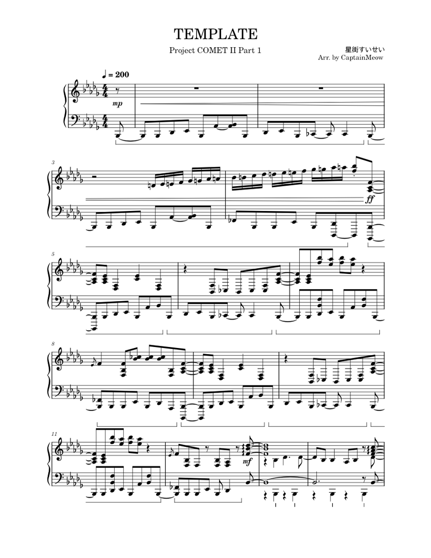 TEMPLATE – 星街すいせい Sheet Music for Piano (Solo