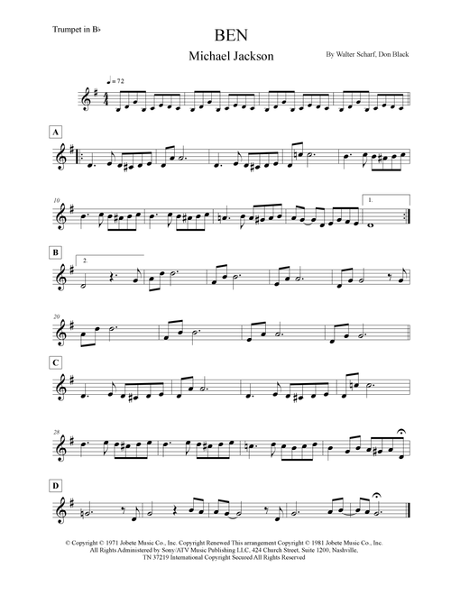 Ben (Arr. Leo Silva) - Michael Jackson (Trumpet Solo)