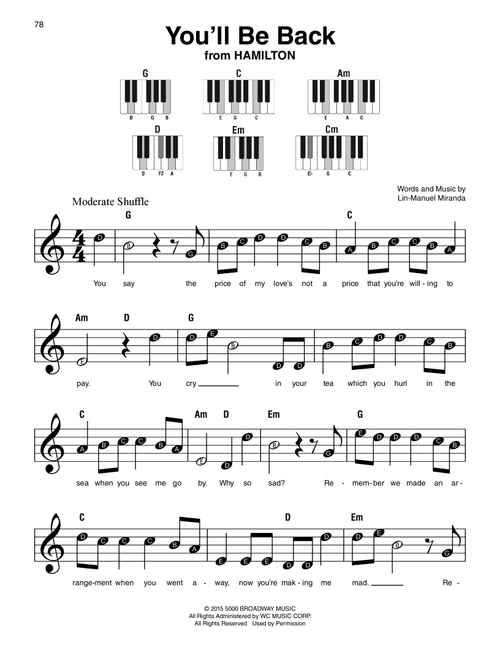 You'll Be Back (from Hamilton) - Lin-Manuel Miranda (Super Easy Piano)