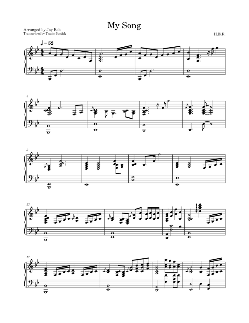 My Song - H.E.R. Sheet Music for Piano (Solo) | MuseScore.com