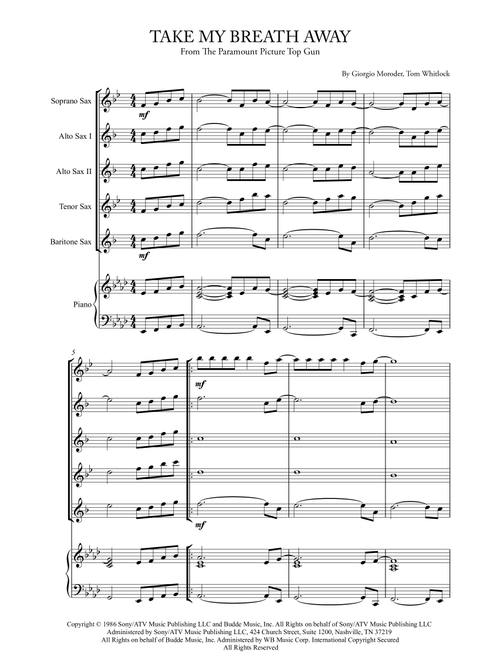 Take My Breath Away (love Theme) (Arr. Karen Gueiros) - Berlin (Small Ensemble)