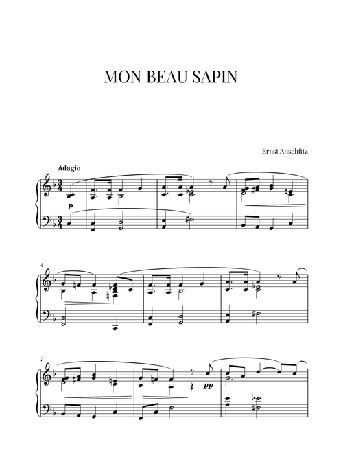 Mon Beau Sapin for Piano (Arr. Cadenza Editions) - Ernst Anschütz (Piano Vocal)