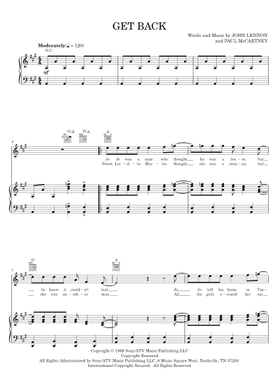 Play Official version of Get back Sheet Music by The Beatles for