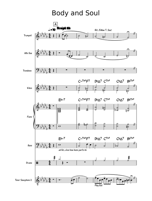 Body and Soul - Johnny Green (8 Piece Jazz Combo)