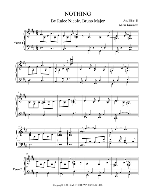 Nothin' On You (Arr. Music Greatness) - Bruno Major (Piano Solo)