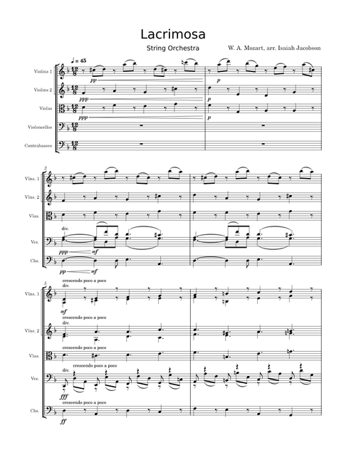 Lacrimosa – Wolfgang Amadeus Mozart Lacrimosa – String Orchestra