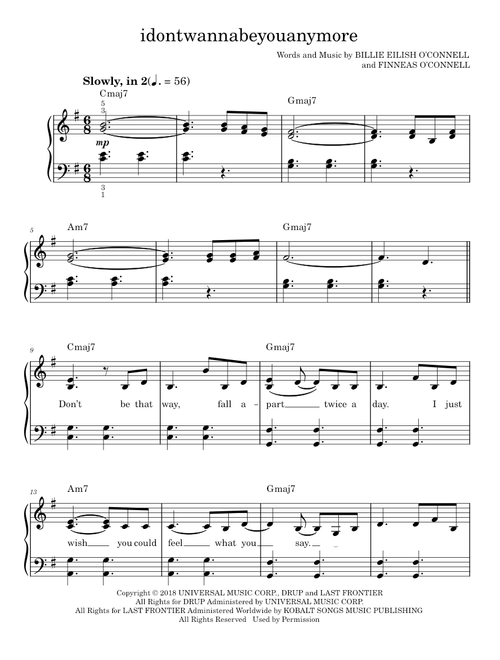 Idontwannabeyouanymore - Billie Eilish (Easy Piano)