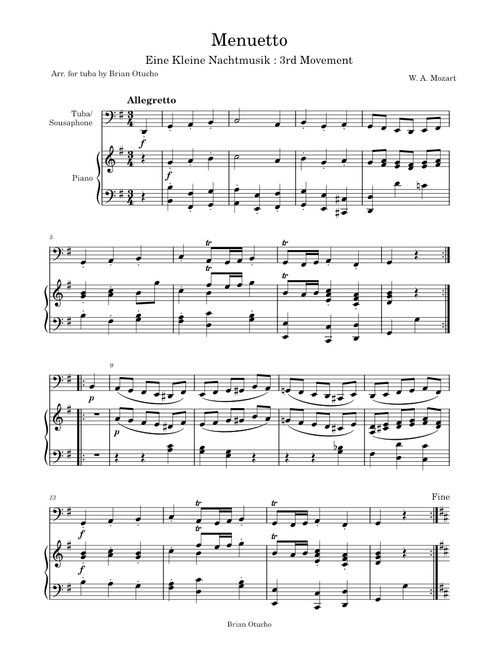 Eine Kleine Nachtmusik 3rd movement( Menuetto) – Wolfgang Amadeus Mozart