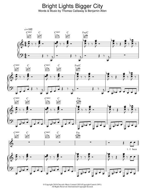 Bright Lights Big City - James Blunt (Piano-Vocal-Guitar (Piano Accompaniment))