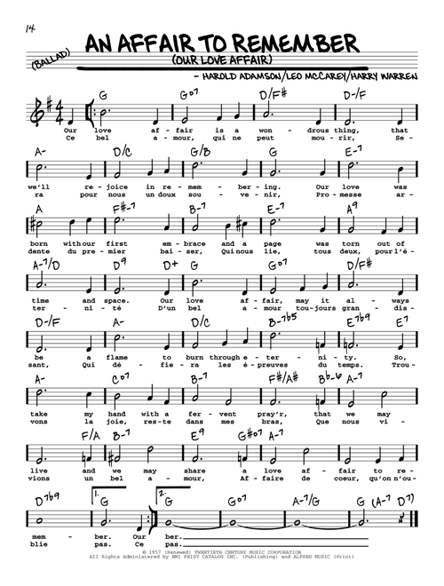 An Affair To Remember (Our Love Affair) (High Voice) (from An Affair To Remember) - Harry Warren, Leo McCarey, Harold Adamson (Real Book - Melody-Chords-Lyrics)