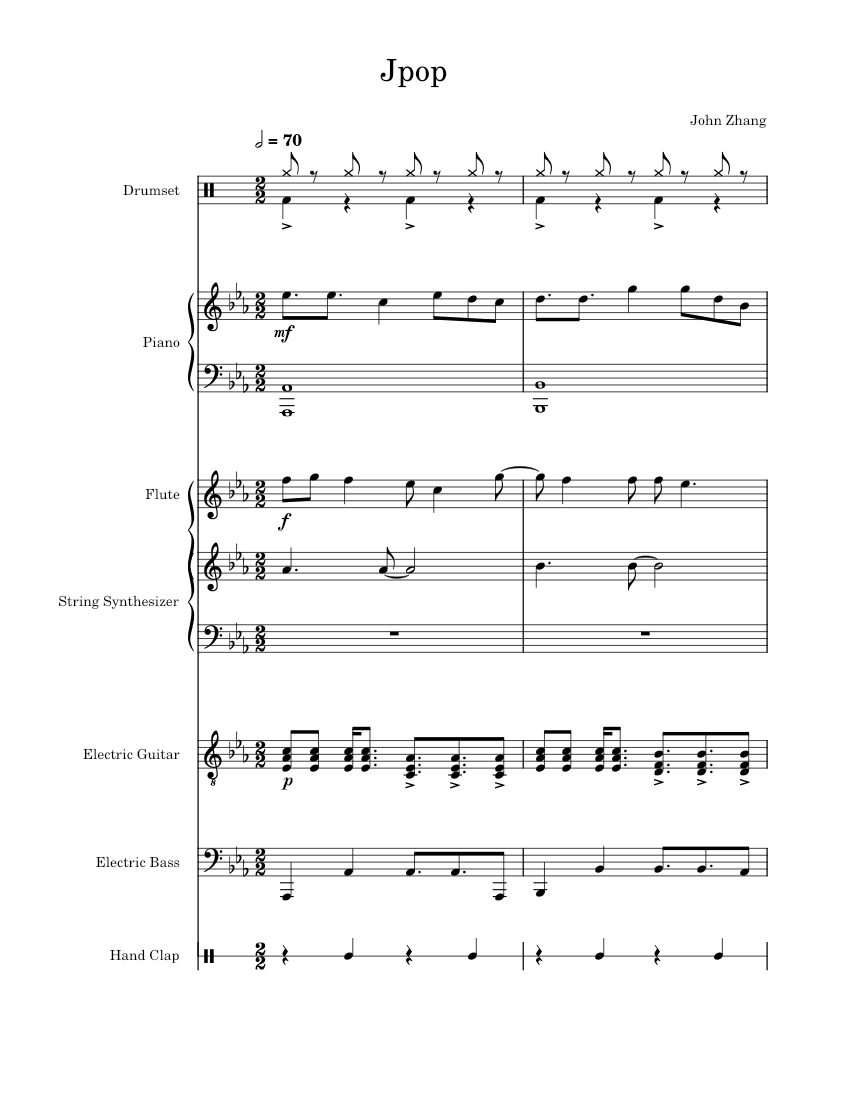 Jpop Sheet music for Piano, Flute, Guitar, Bass guitar Jpop Sheet music for Piano, Flute, Guitar, Bass guitar