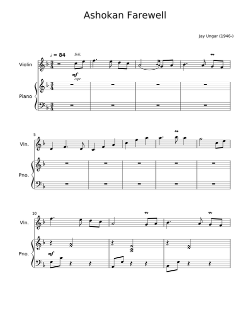 Ashokan Farewell With Violin & Piano
