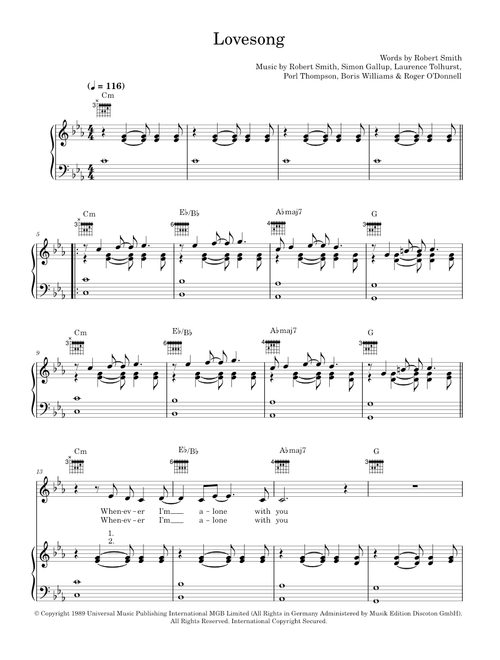 Lovesong - Adele, The Cure (Piano-Vocal-Guitar (Piano Accompaniment))