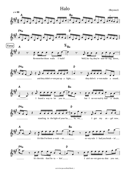 Halo - Beyonce (Lead sheet)
