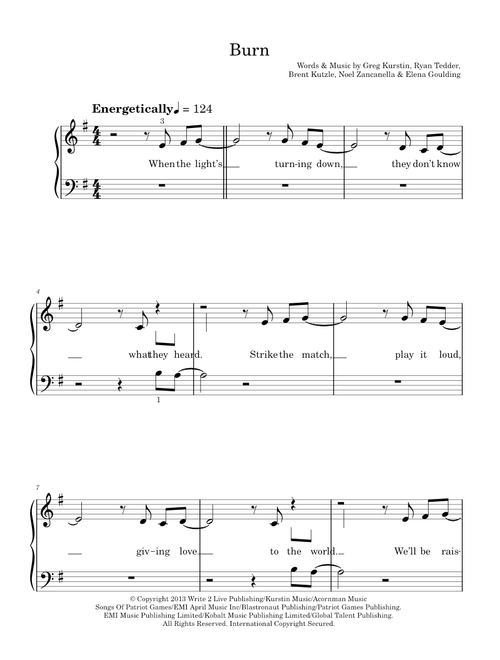 Burn - Ellie Goulding (Easy Piano)