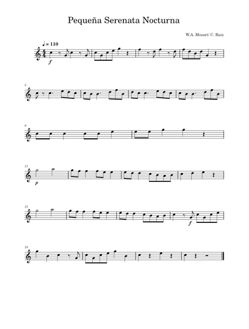 Pequeña Serenata Nocturna - Xilófono/metalófono