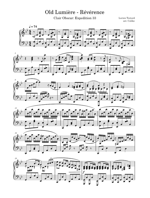 Old Lumière - Révérence – Clair Obscur: Expedition 33 OST Piano Solo