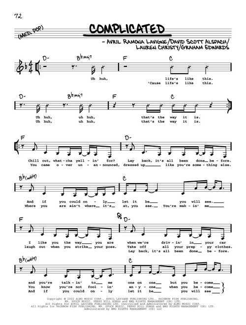 Complicated - Avril Lavigne (Real Book - Melody-Chords-Lyrics)