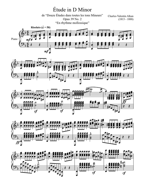Étude Opus 39 No. 2 in D Minor, “En rhythme molossique”