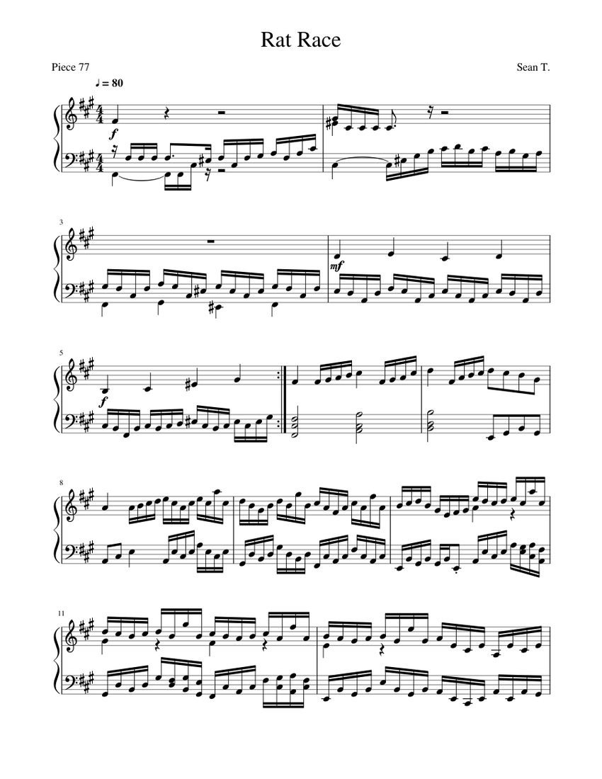 Rat Race Sheet music for Piano (Solo)