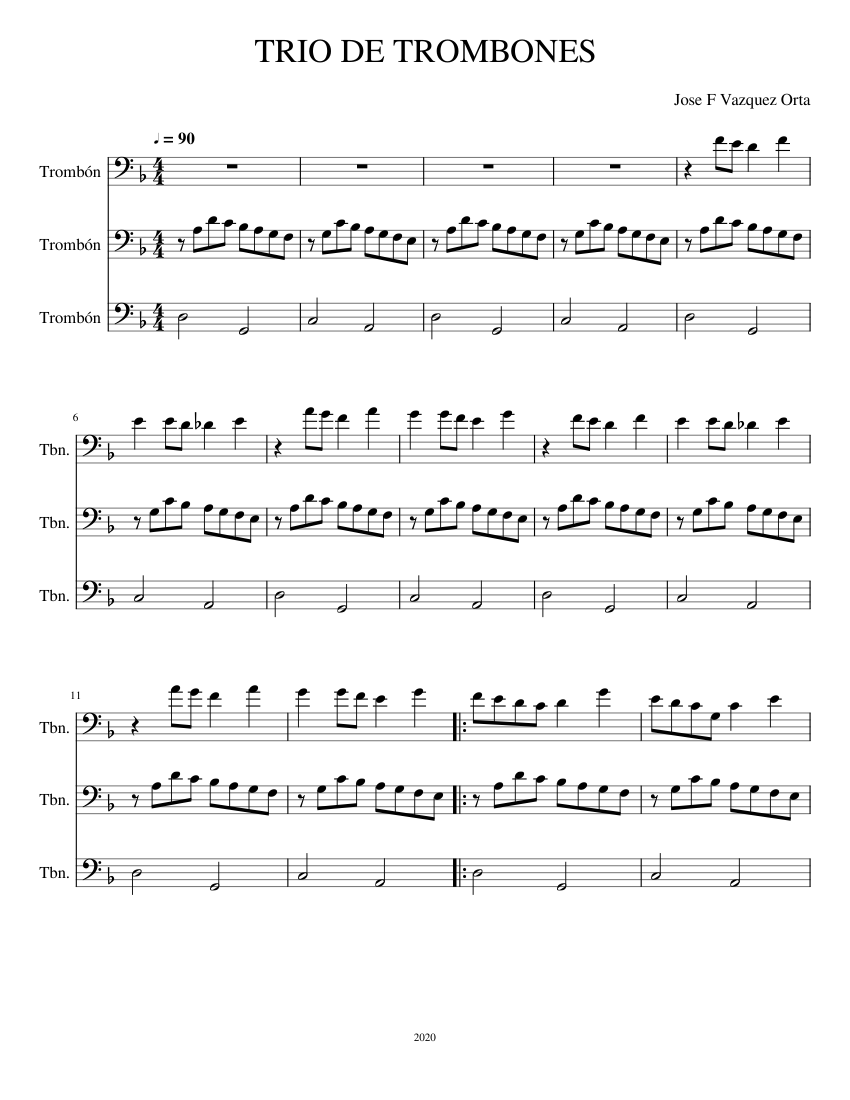TRIO DE TROMBONES Marc Anthony Sheet music for Trombone (Mixed Trio ...