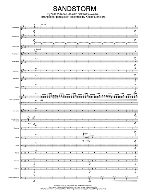 Sandstorm (Arr. Kristof Lemiegre) - Darude (Percussion Ensemble)