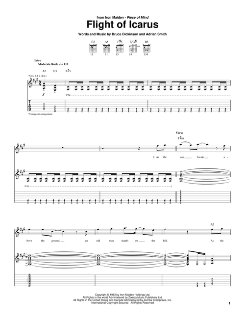 Flight Of Icarus - Iron Maiden (Guitar Tab)