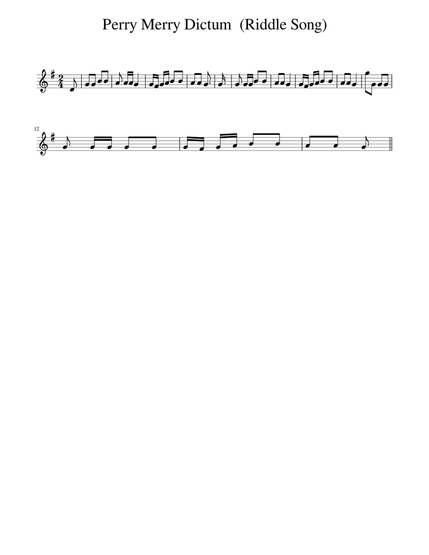 Perry Merry Dictum (Riddle Song) Sheet music for Piano (Solo) Easy ...