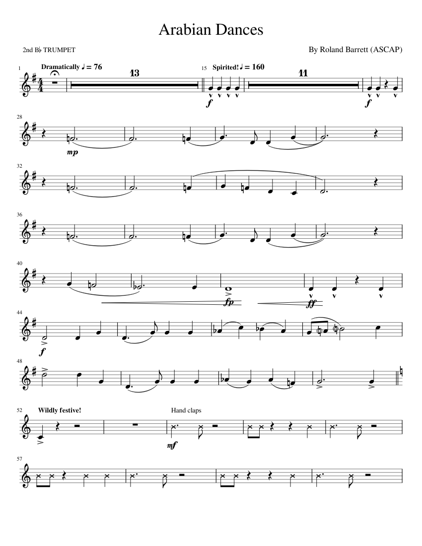 Arabian Dances Sheet music for Piano, Trumpet in bflat (Solo