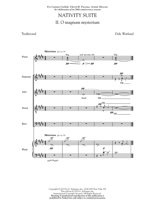 O Magnum Mysterium (Arr. Dale Warland) (Choral, SATB)