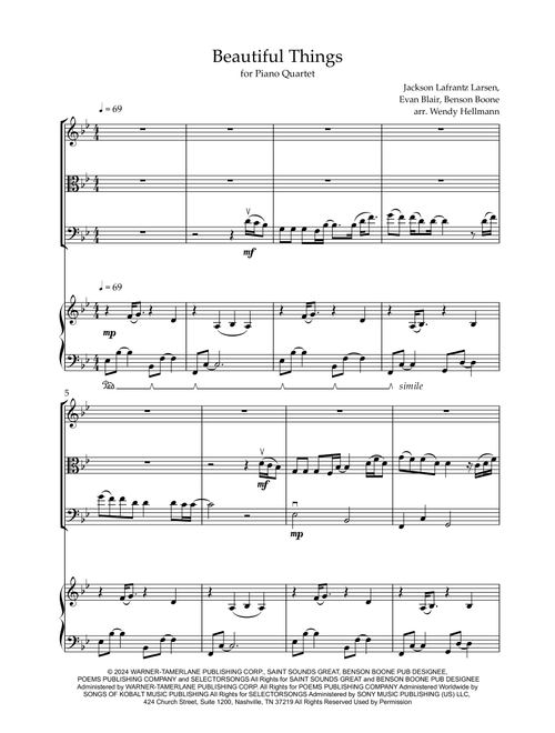 Beautiful Things (Arr. Wendy Hellmann) - Benson Boone (String Ensemble)